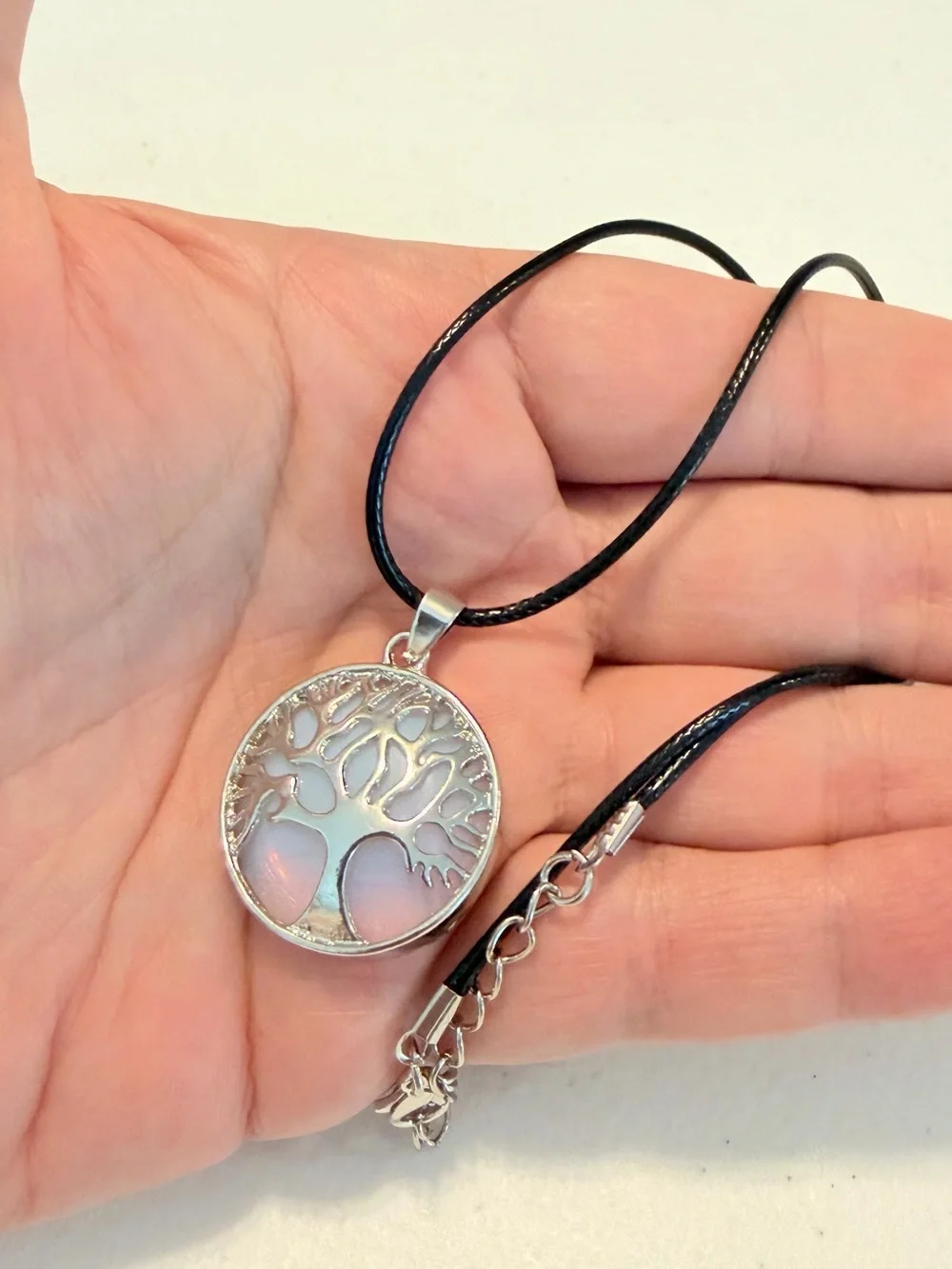 Silver White Tree Of Life Pendant Necklace.